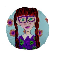 Purple Glasses Girl Wall Standard 15  Premium Flano Round Cushions by snowwhitegirl