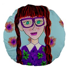 Purple Glasses Girl Wall Large 18  Premium Flano Round Cushions by snowwhitegirl