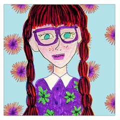 Purple Glasses Girl Wall Large Satin Scarf (square) by snowwhitegirl