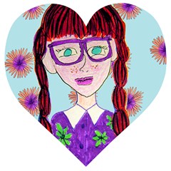 Purple Glasses Girl Wall Wooden Puzzle Heart by snowwhitegirl