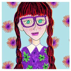 Purple Glasses Girl Wall Wooden Puzzle Square by snowwhitegirl