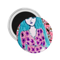 Blue Haired Girl Wall 2 25  Magnets by snowwhitegirl