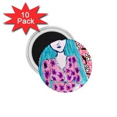 Blue Haired Girl Wall 1 75  Magnets (10 Pack)  by snowwhitegirl