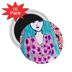 Blue Haired Girl Wall 2 25  Magnets (10 Pack)  by snowwhitegirl