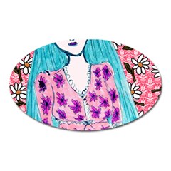 Blue Haired Girl Wall Oval Magnet by snowwhitegirl