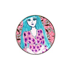 Blue Haired Girl Wall Hat Clip Ball Marker (4 Pack) by snowwhitegirl