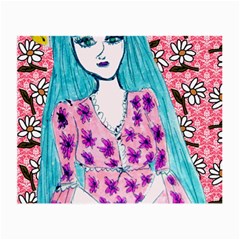 Blue Haired Girl Wall Small Glasses Cloth by snowwhitegirl