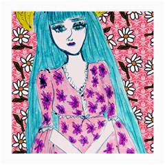 Blue Haired Girl Wall Medium Glasses Cloth (2 Sides) by snowwhitegirl