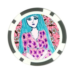 Blue Haired Girl Wall Poker Chip Card Guard (10 Pack) by snowwhitegirl