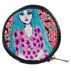 Blue Haired Girl Wall Mini Makeup Bag by snowwhitegirl