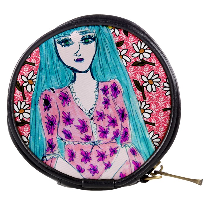 Blue Haired Girl Wall Mini Makeup Bag