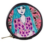 Blue Haired Girl Wall Mini Makeup Bag Back