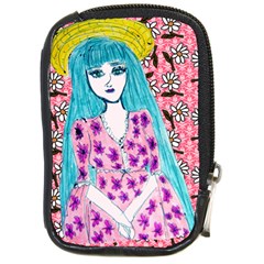 Blue Haired Girl Wall Compact Camera Leather Case by snowwhitegirl