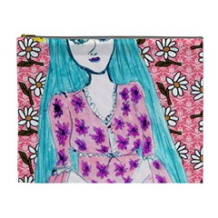 Blue Haired Girl Wall Cosmetic Bag (xl) by snowwhitegirl