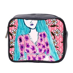 Blue Haired Girl Wall Mini Toiletries Bag (two Sides) by snowwhitegirl