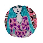 Blue Haired Girl Wall Standard 15  Premium Round Cushions Front