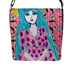 Blue Haired Girl Wall Flap Closure Messenger Bag (l) by snowwhitegirl