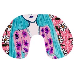 Blue Haired Girl Wall Travel Neck Pillow by snowwhitegirl