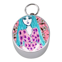 Blue Haired Girl Wall Mini Silver Compasses by snowwhitegirl