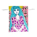 Blue Haired Girl Wall Lightweight Drawstring Pouch (S) Front