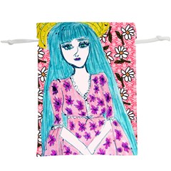 Blue Haired Girl Wall  Lightweight Drawstring Pouch (xl) by snowwhitegirl