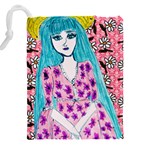 Blue Haired Girl Wall Drawstring Pouch (5XL) Back