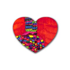 Colorful Leg Warmers Rubber Coaster (heart)  by snowwhitegirl