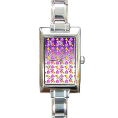 Girl With Hood Cape Heart Lemon Patternpurple Ombre Rectangle Italian Charm Watch by snowwhitegirl