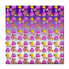 Girl With Hood Cape Heart Lemon Patternpurple Ombre Tile Coaster by snowwhitegirl