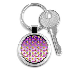 Girl With Hood Cape Heart Lemon Patternpurple Ombre Key Chain (round) by snowwhitegirl