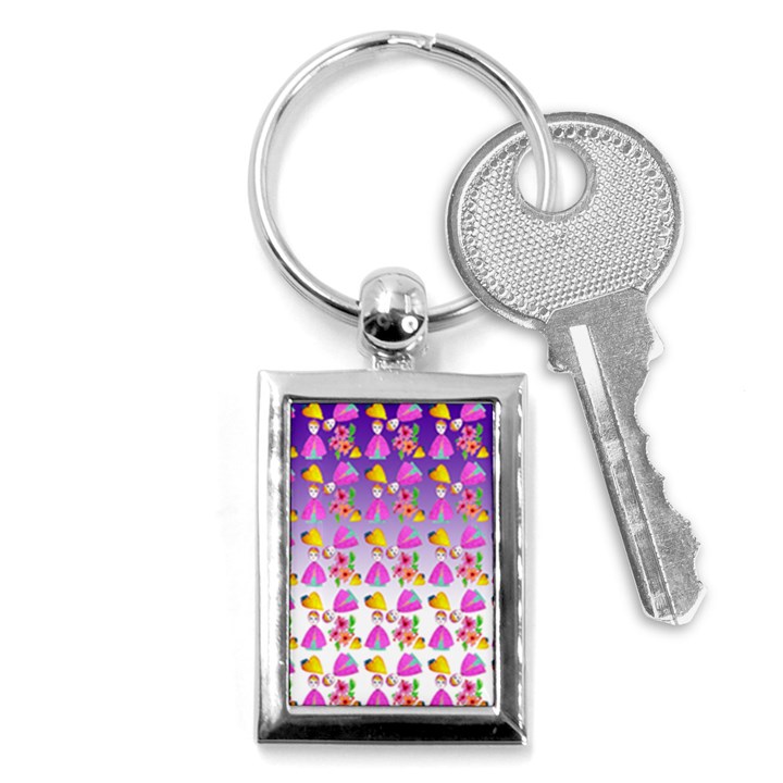 Girl With Hood Cape Heart Lemon Patternpurple Ombre Key Chain (Rectangle)