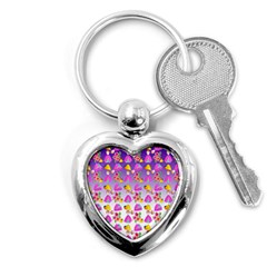 Girl With Hood Cape Heart Lemon Patternpurple Ombre Key Chain (heart) by snowwhitegirl