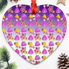 Girl With Hood Cape Heart Lemon Patternpurple Ombre Heart Ornament (two Sides)