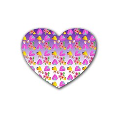 Girl With Hood Cape Heart Lemon Patternpurple Ombre Rubber Coaster (heart)  by snowwhitegirl