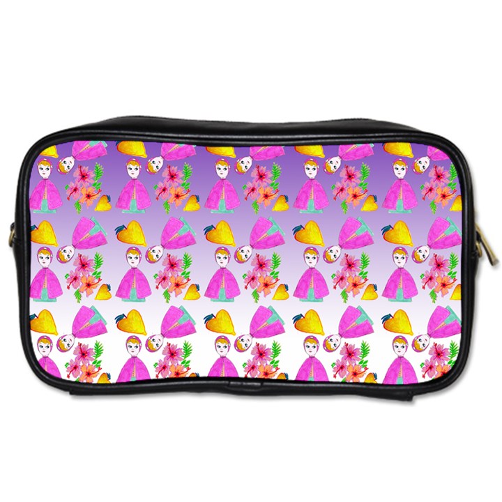 Girl With Hood Cape Heart Lemon Patternpurple Ombre Toiletries Bag (Two Sides)