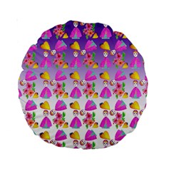 Girl With Hood Cape Heart Lemon Patternpurple Ombre Standard 15  Premium Round Cushions by snowwhitegirl