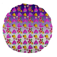 Girl With Hood Cape Heart Lemon Patternpurple Ombre Large 18  Premium Round Cushions by snowwhitegirl