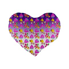 Girl With Hood Cape Heart Lemon Patternpurple Ombre Standard 16  Premium Flano Heart Shape Cushions by snowwhitegirl