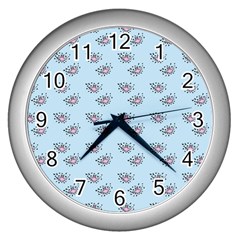 Zodiac Bat Pink Blue Wall Clock (silver) by snowwhitegirl