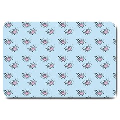 Zodiac Bat Pink Blue Large Doormat  by snowwhitegirl