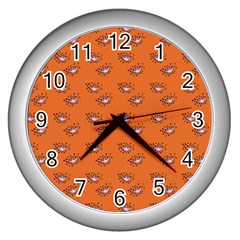 Zodiac Bat Pink Orange Wall Clock (silver) by snowwhitegirl