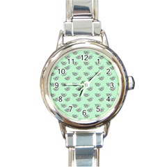 Zodiac Bat Pink Mint Round Italian Charm Watch