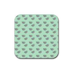 Zodiac Bat Pink Mint Rubber Coaster (square)  by snowwhitegirl