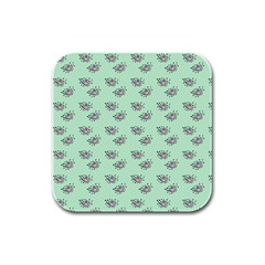 Zodiac Bat Pink Mint Rubber Square Coaster (4 pack) 