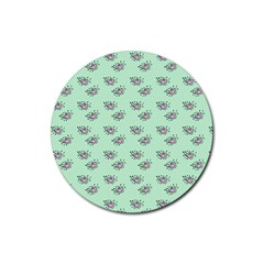 Zodiac Bat Pink Mint Rubber Round Coaster (4 pack) 