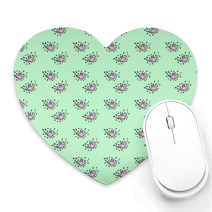 Zodiac Bat Pink Mint Heart Mousepads