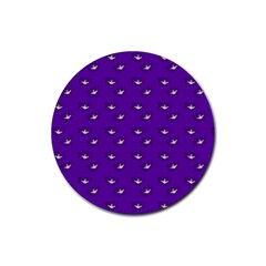 Zodiac Bat Pink Purple Rubber Round Coaster (4 Pack)  by snowwhitegirl