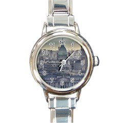 Buenos Aires Argentina Cityscape Aerial View Round Italian Charm Watch by dflcprintsclothing