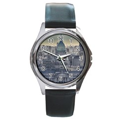 Buenos Aires Argentina Cityscape Aerial View Round Metal Watch