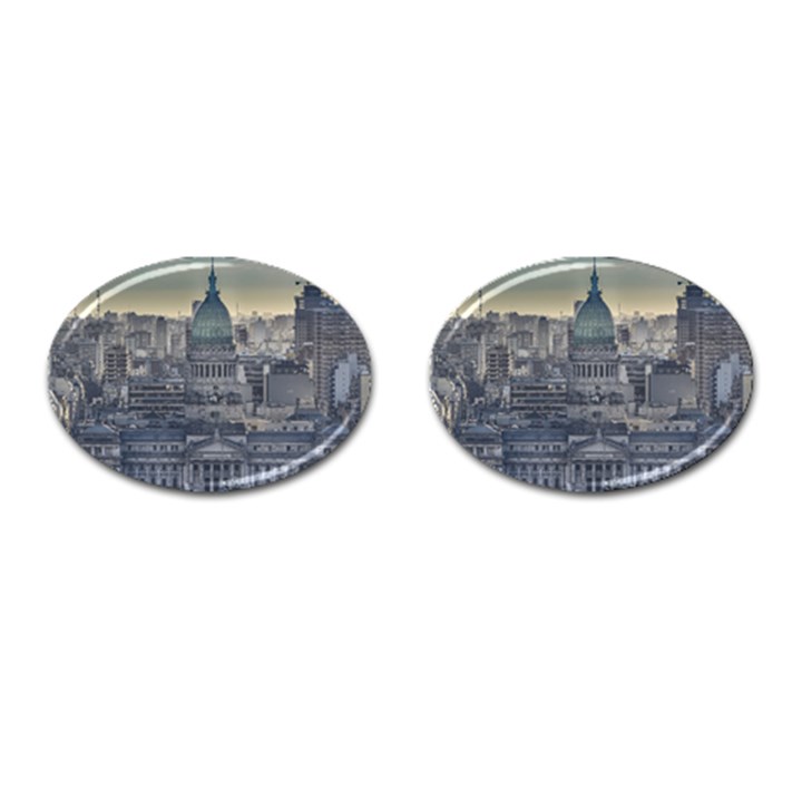 Buenos Aires Argentina Cityscape Aerial View Cufflinks (Oval)